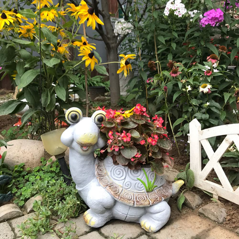 Amazon.co.jp: 亀の像 プランター ポット 樹脂製 動物の置物 排水穴